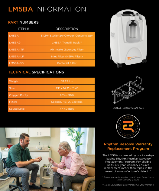 Lifestyle Rhythm 5L Home Oxygen Concentrator